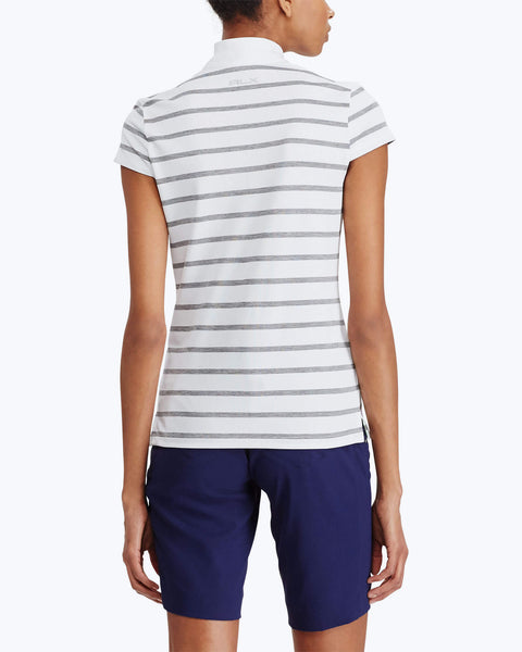 Striped Cap-Sleeve Polo