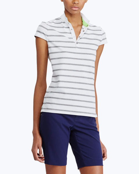 Striped Cap-Sleeve Polo